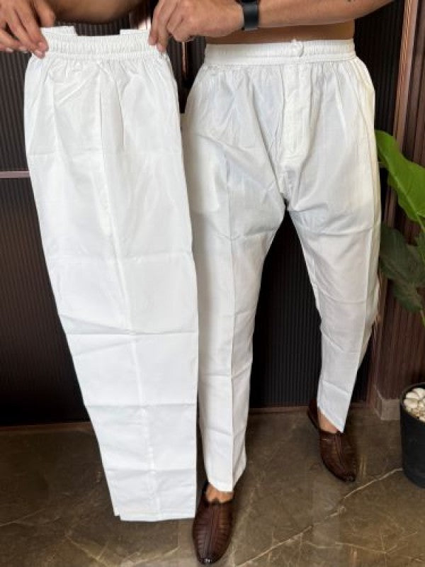 Elastic Waist White Paijama