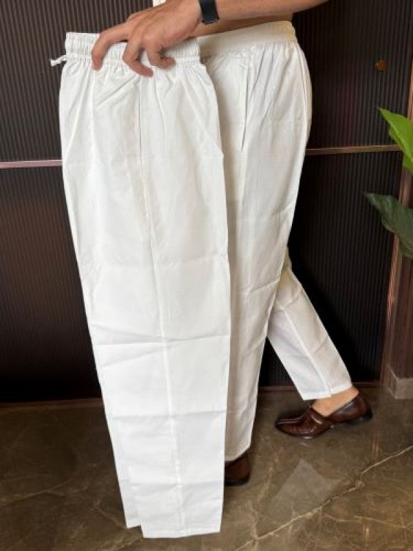 Elastic Waist White Paijama
