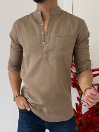 Linen Brown Short Kurta