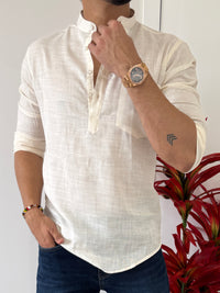 Linen Off White Short Kurta