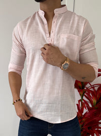 Linen Pink Short Kurta