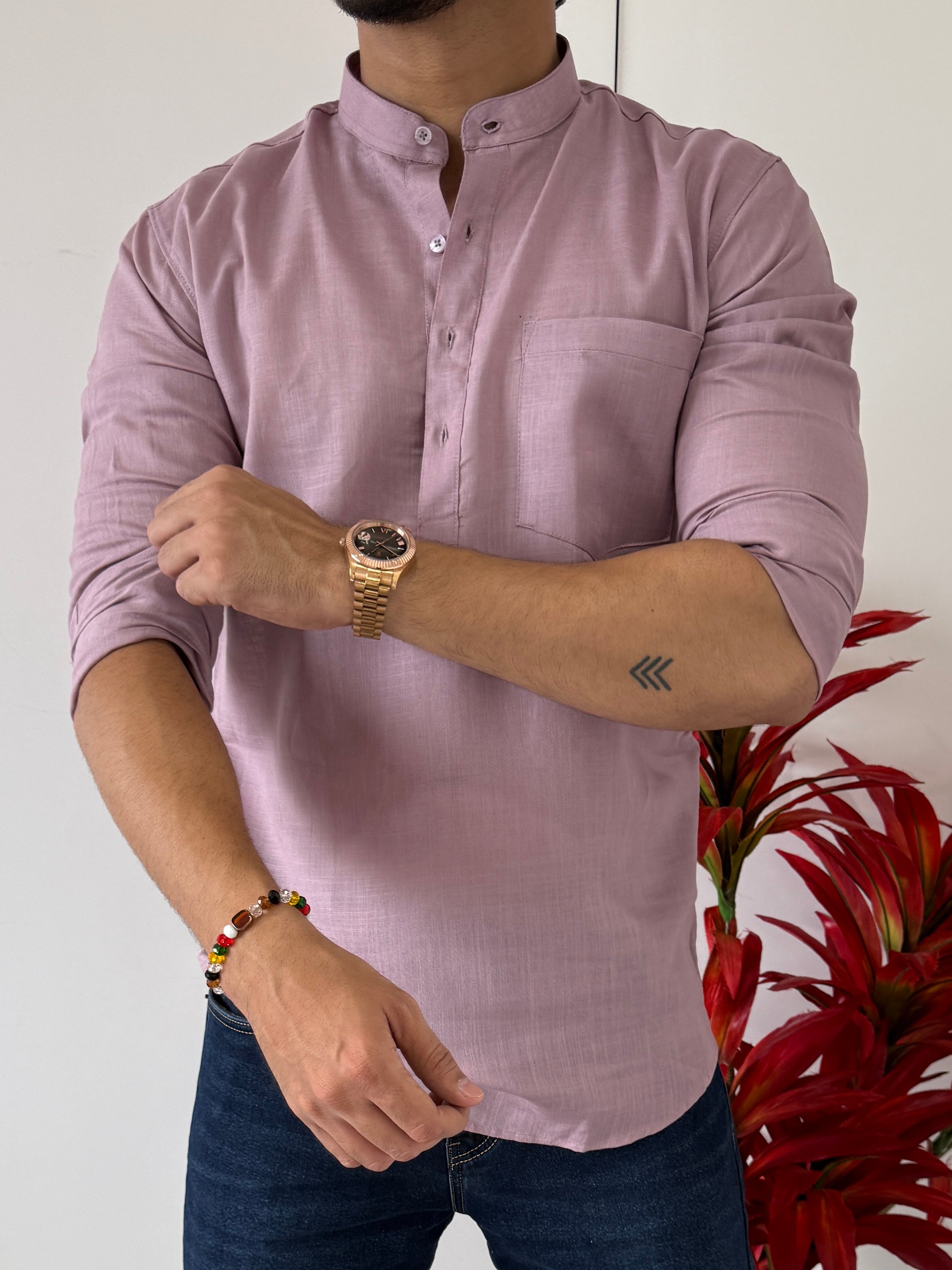 Linen Dusty Rose Short Kurta