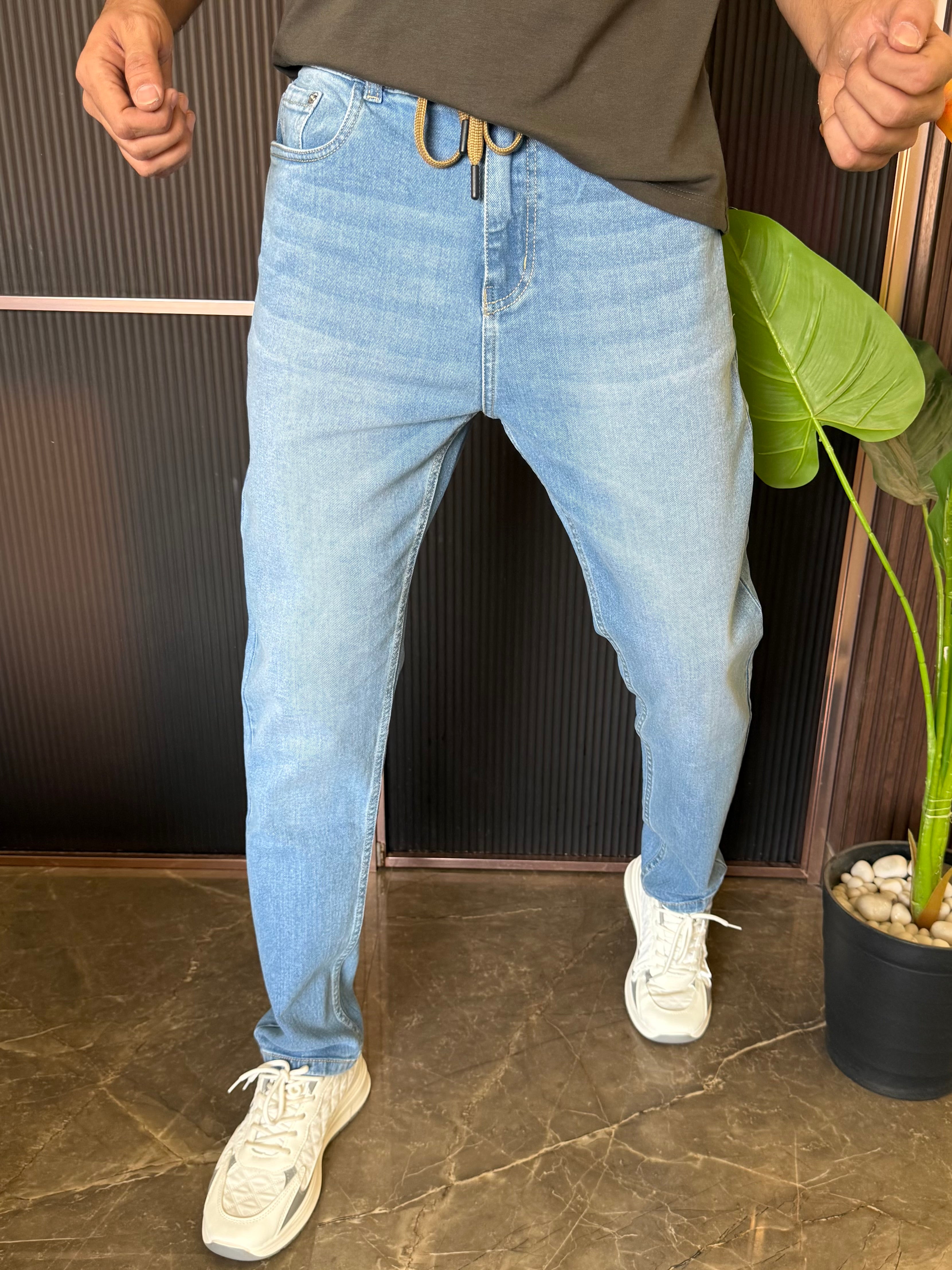 Elastic Stretchable Light Blue Jeans