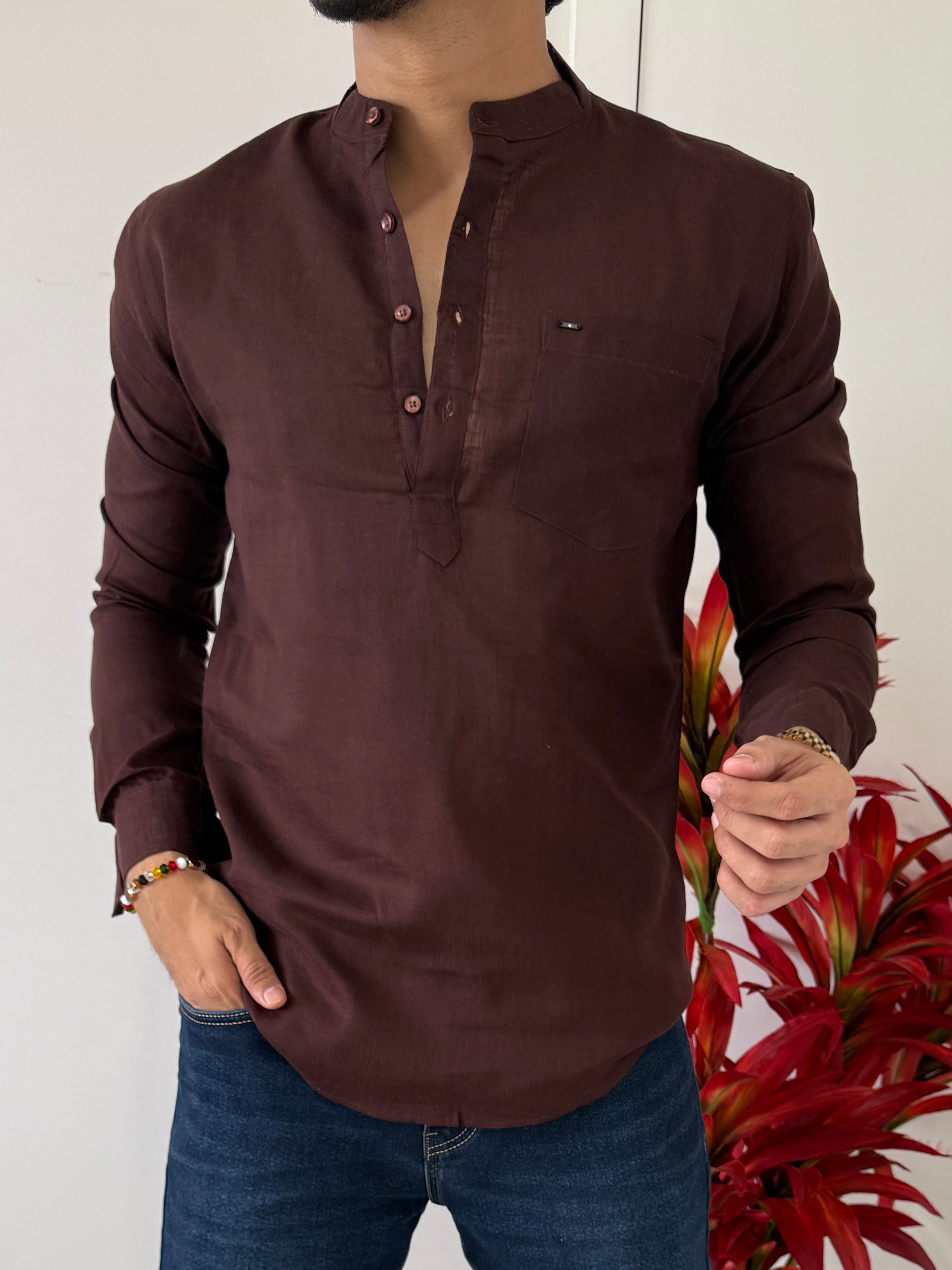 Linen Coffee Short Kurta