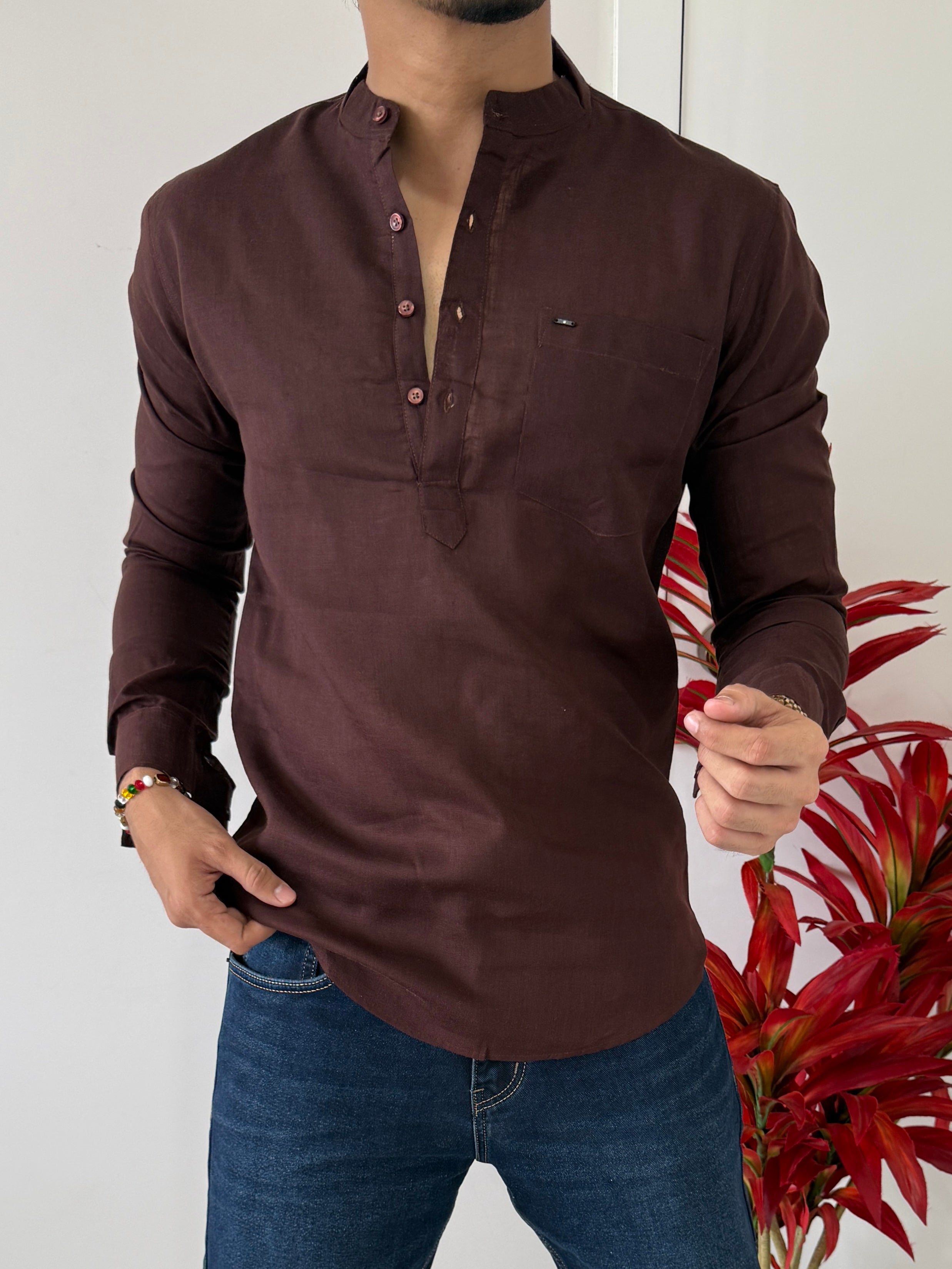 Linen Coffee Short Kurta