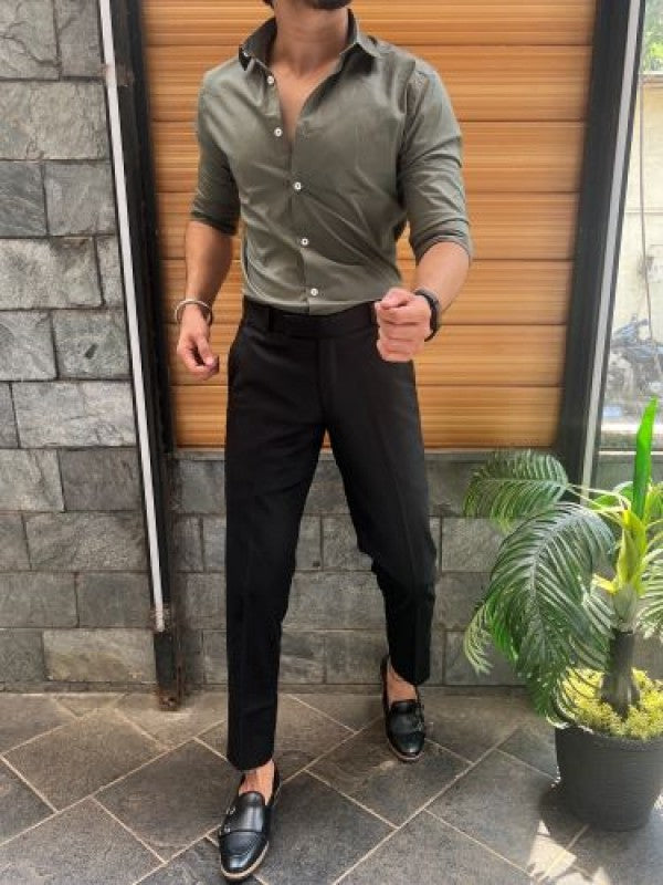 Stretchable Cotton Olive Fullsleeves Shirt