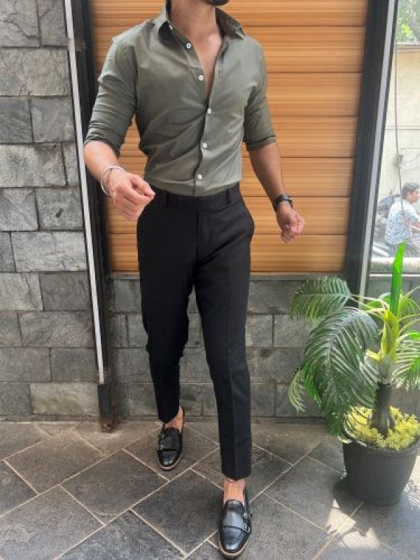 Stretchable Cotton Olive Fullsleeves Shirt