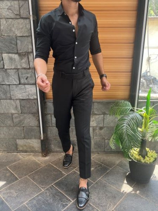 Stretchable Cotton Black Fullsleeves Shirt