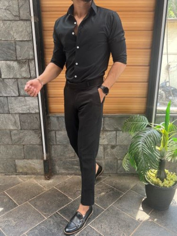 Stretchable Cotton Black Fullsleeves Shirt