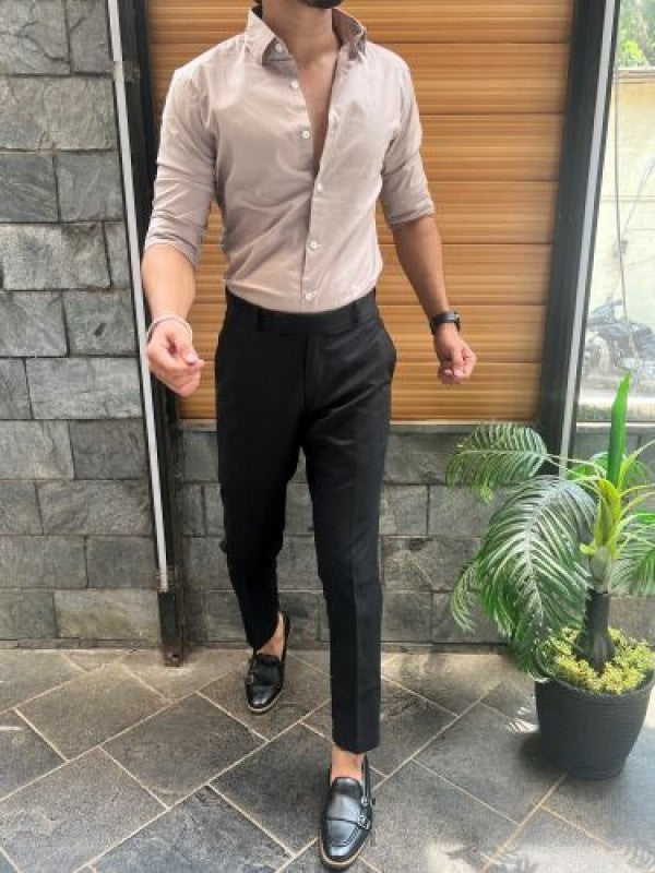 Stretchable Cotton Chikoo Fullsleeves Shirt