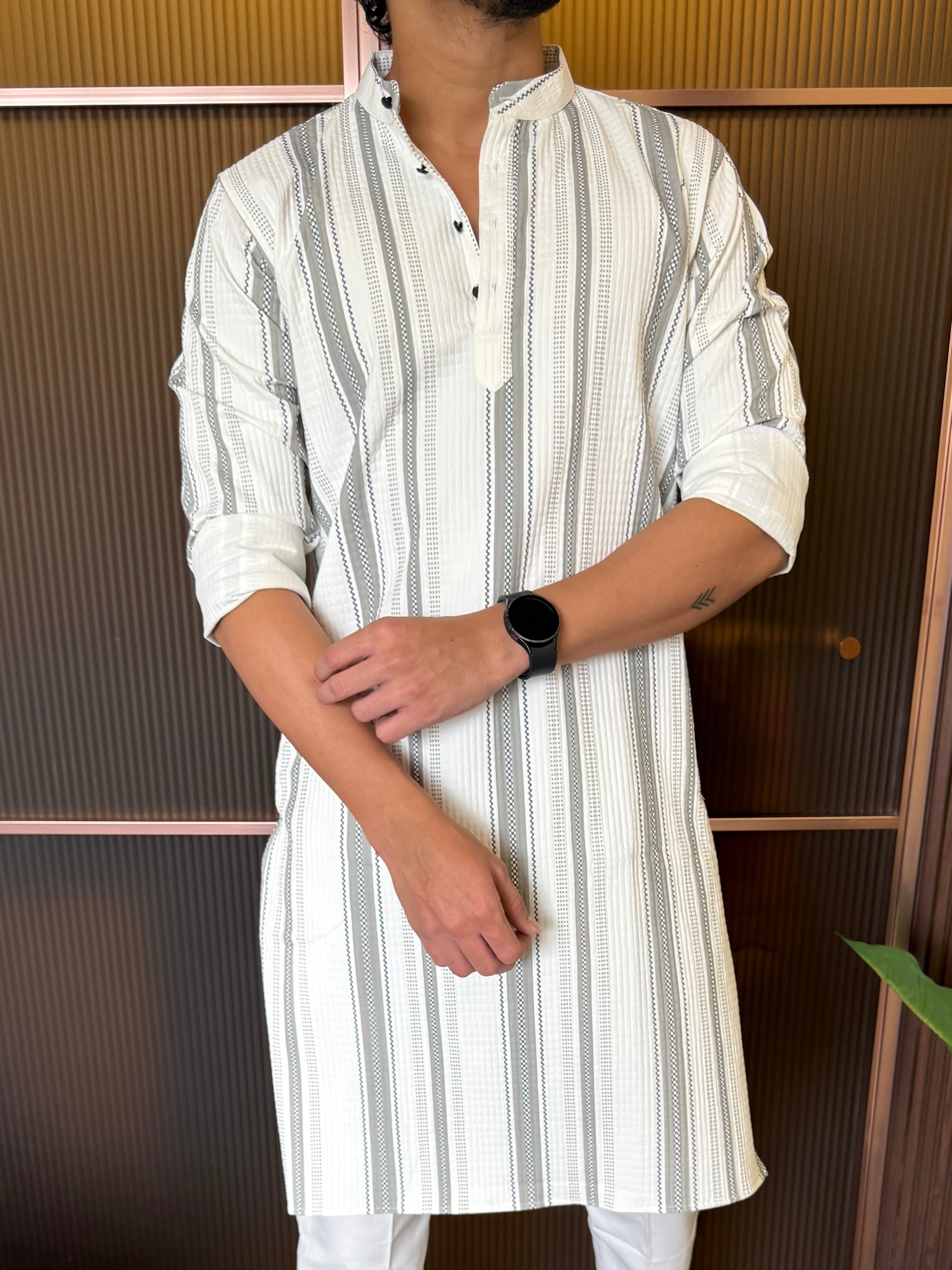 Imported Striper Green Printed Kurta