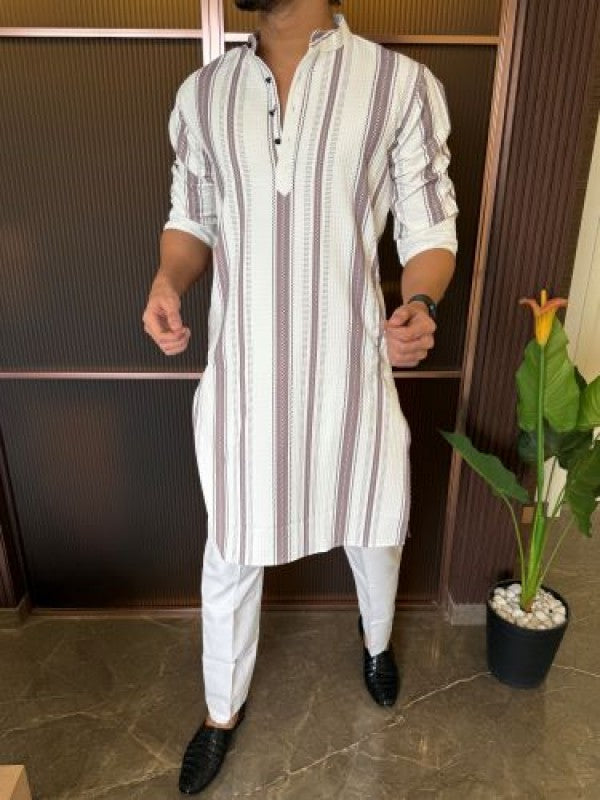 Imported Striper Maroon Printed Kurta