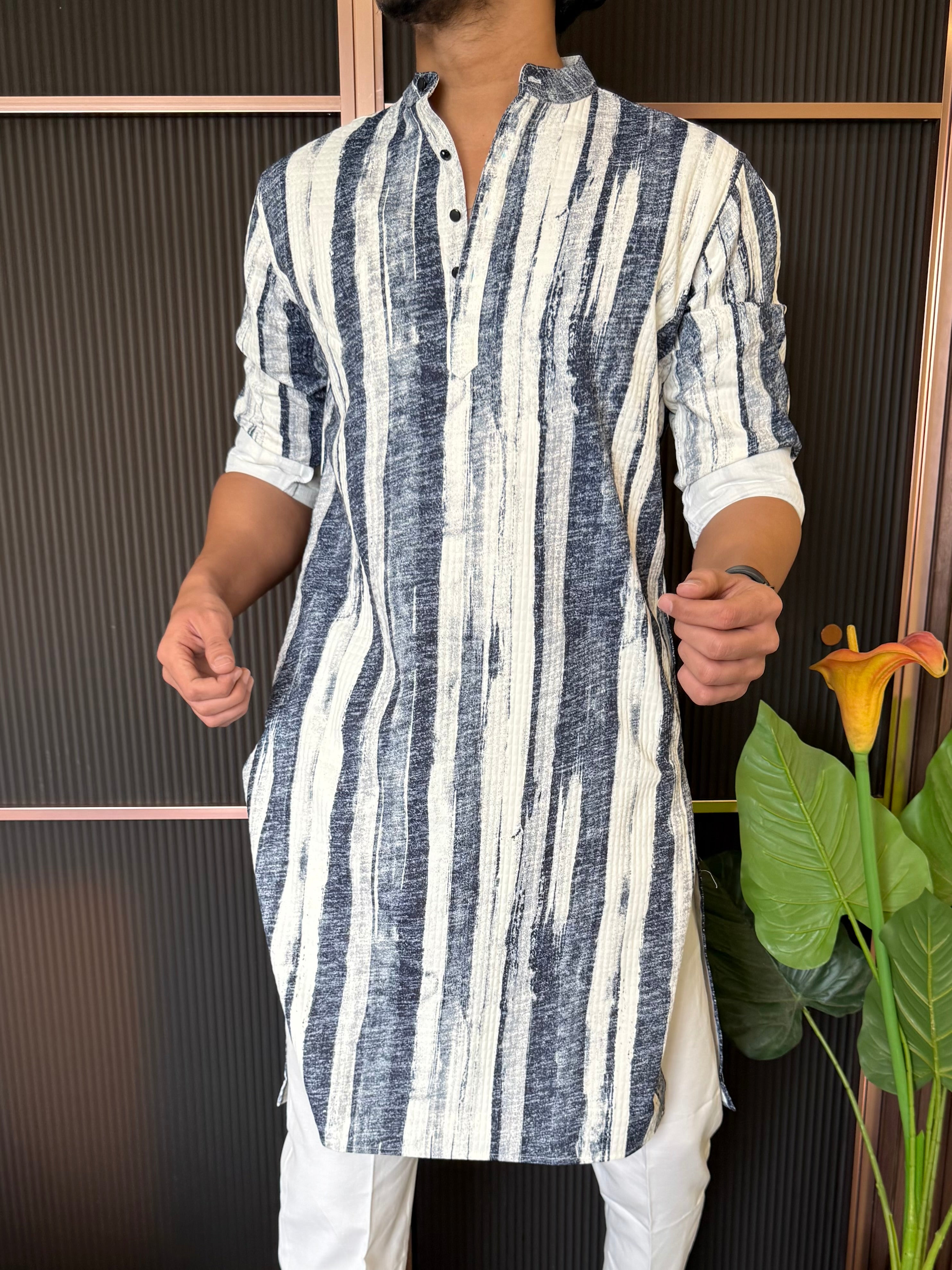 Imported Striper 1 Navy Kurta