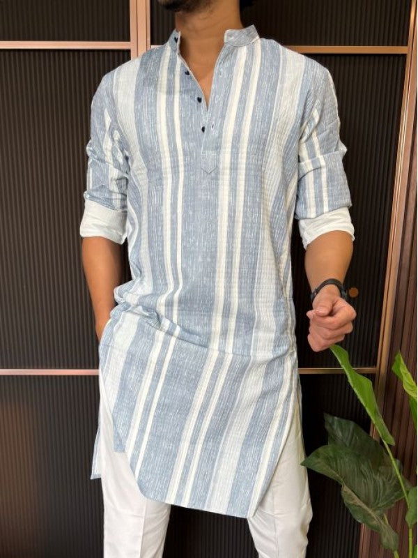 Imported Striper Blue Printed Kurta