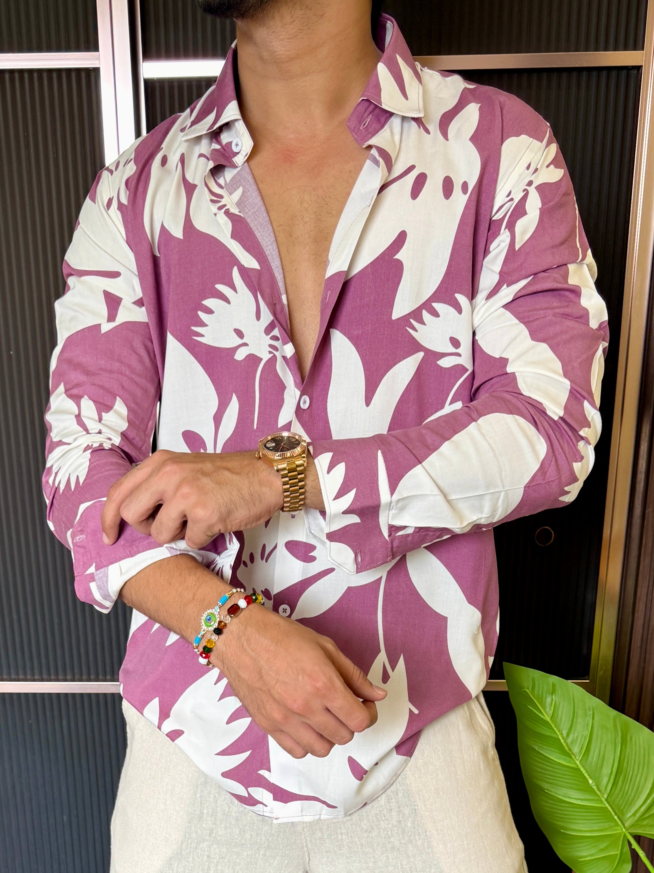 Reyon Leaf Peach Full sleeve Shirt