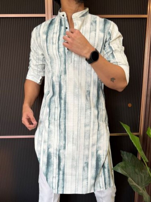 Imported Tiedye Bottle Green Printed Kurta