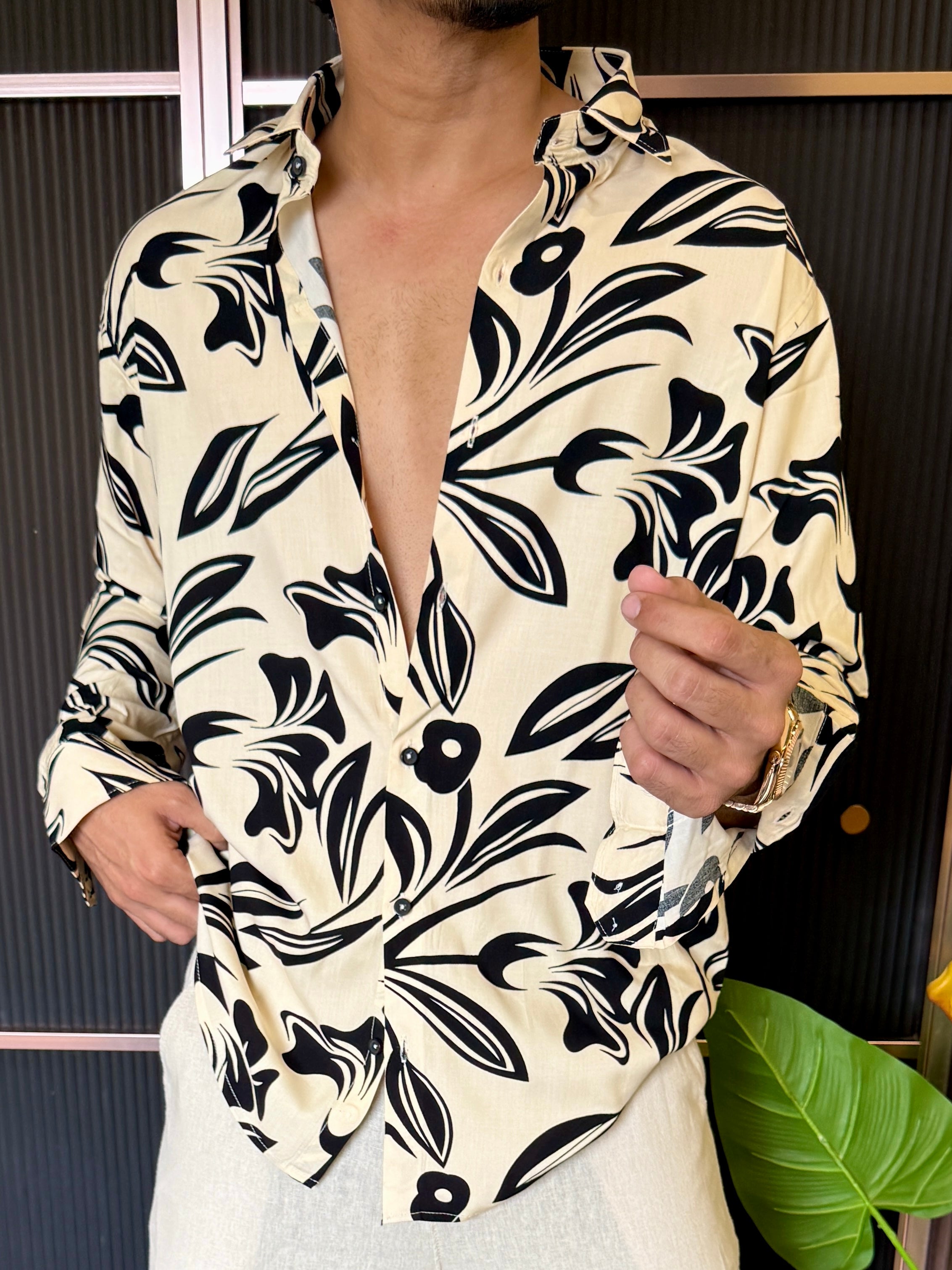 Reyon Floral Cream Full sleeve Shirt