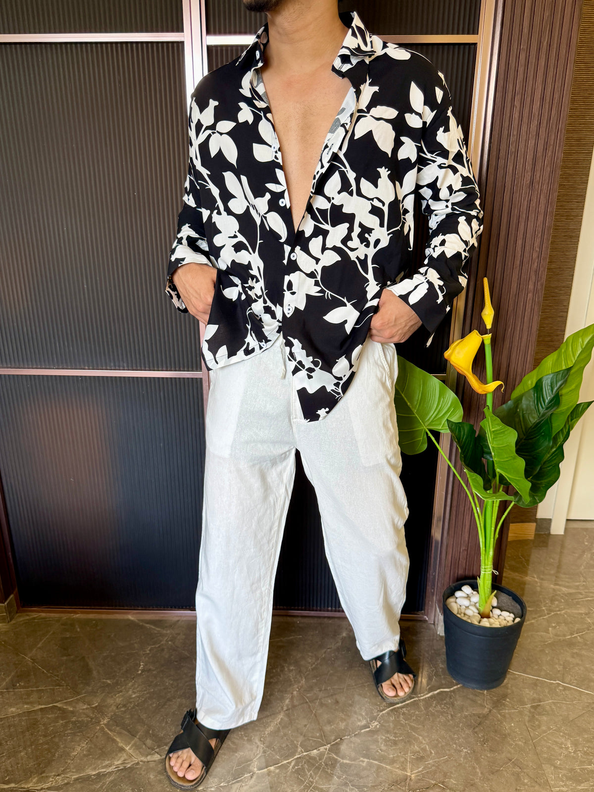Reyon Floral Black Full sleeve Shirt