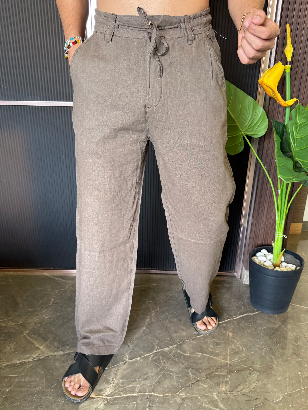 Linen Straight Fit Sand Pant