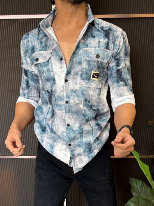 Cloud Wash Cargo Blue Full sleeve Shirt