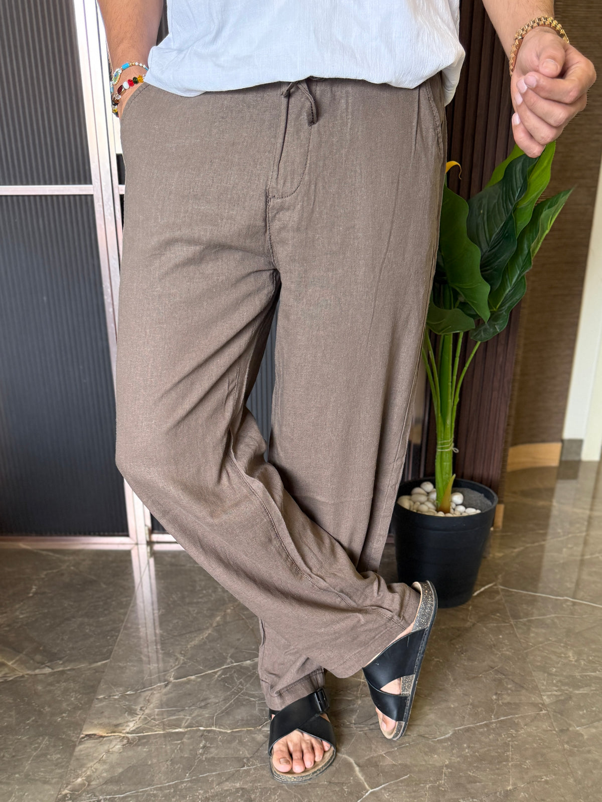 Linen Straight Fit Sand Pant