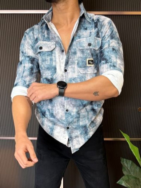 Cloud Wash Cargo Blue Full sleeve Shirt