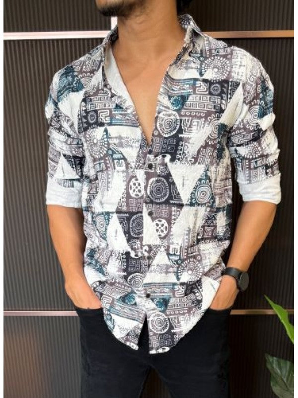 Light Weight Printed 3 White Full Sleeve Shirt