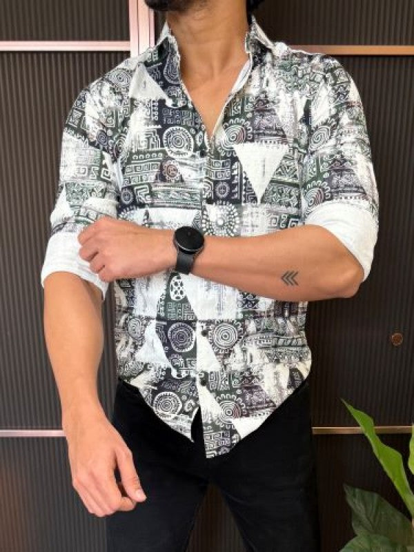 Light Weight Printed 3 White Full Sleeve Shirt