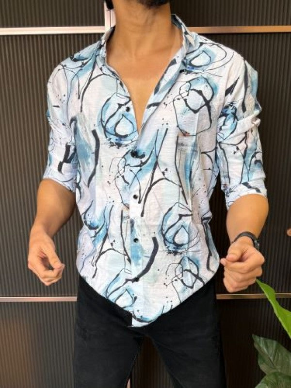 Light Weight Printed 1 Blue Full Sleeve Shirt