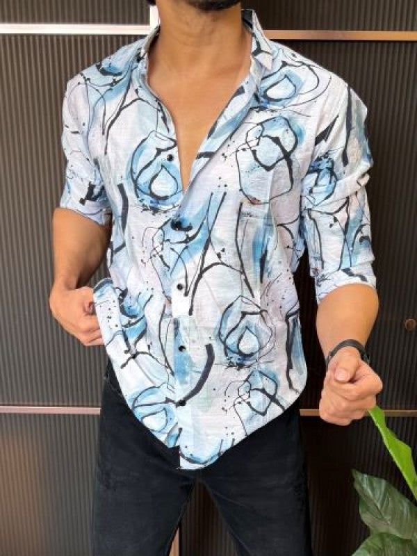 Light Weight Printed 1 Blue Full Sleeve Shirt
