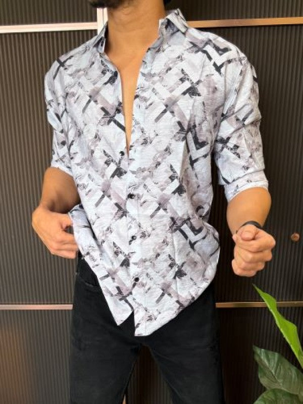 Light Weight Printed 2 Blue Full Sleeve Shirt