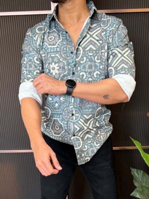 Light Weight Printed 4 Green Full Sleeve Shirt