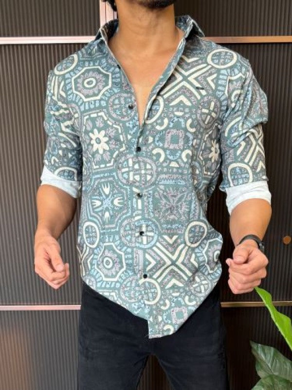 Light Weight Printed 4 Green Full Sleeve Shirt