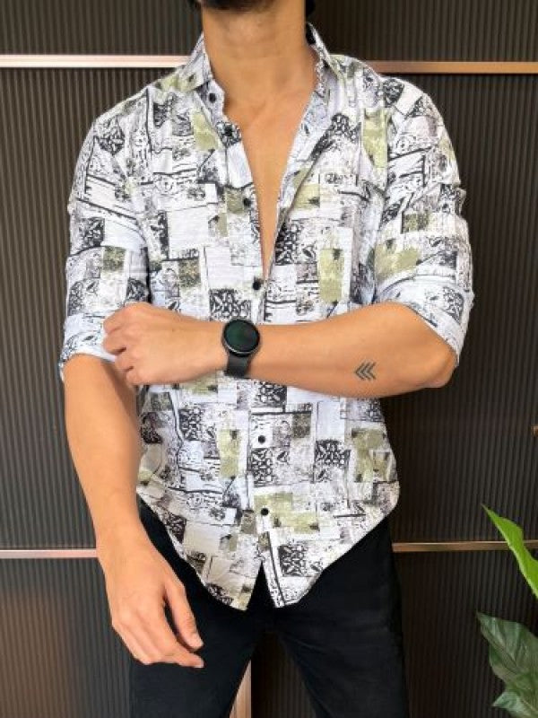 Light Weight Printed 5 Green Full Sleeve Shirt