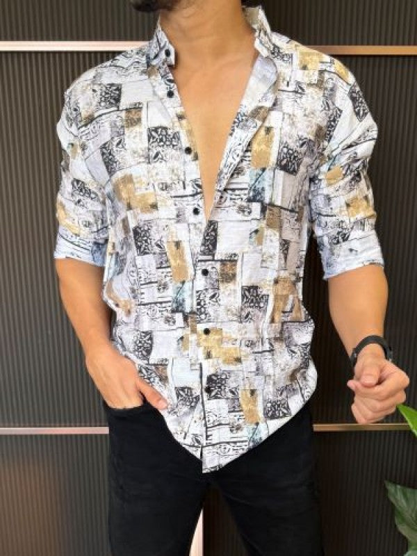 Light Weight Printed 5 Yellow Full Sleeve Shirt