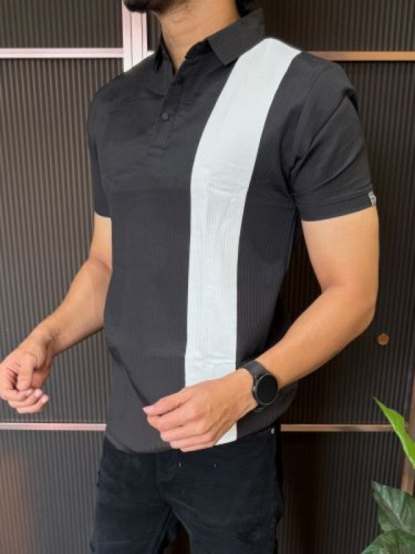 Imported Pannel  Black Collar Tee