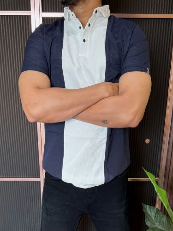 Imported Pannel  Navy Collar Tee