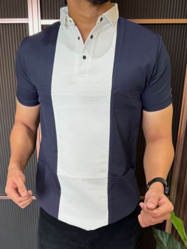 Imported Pannel  Navy Collar Tee