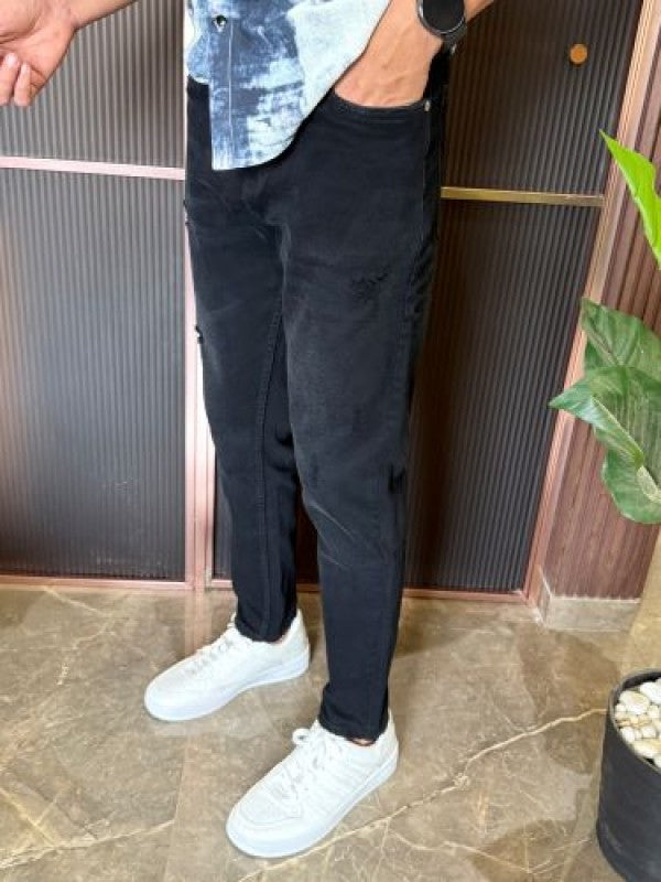 Kings Stretchable Wornout Black Jeans