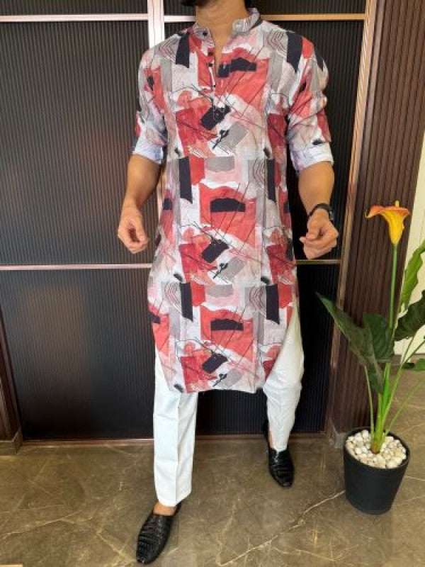 Light Weight Printed 1 Red Kurta