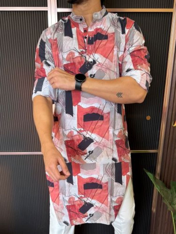 Light Weight Printed 1 Red Kurta