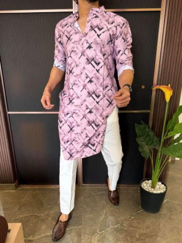 Light Weight Printed 3 Pink Kurta