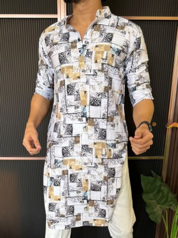 Light Weight Printed 4 Yellow Kurta