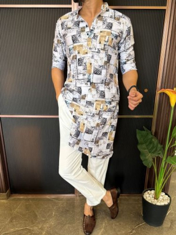 Light Weight Printed 4 Yellow Kurta