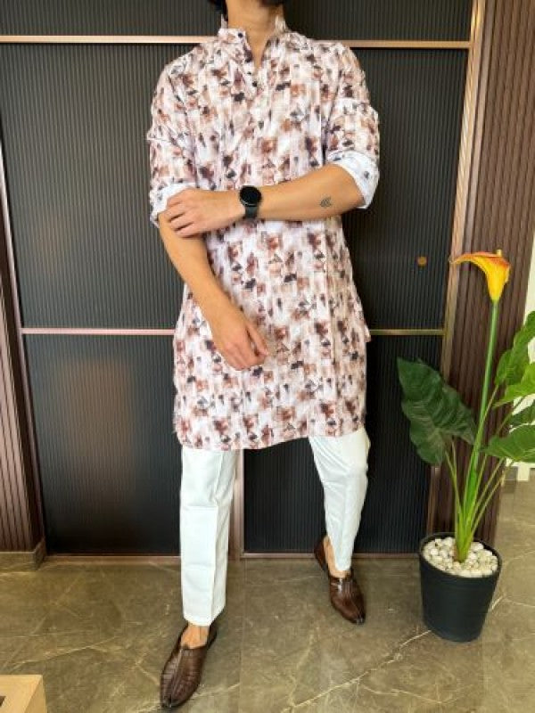 Light Weight Printed 5 Brown Kurta