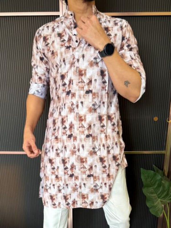 Light Weight Printed 5 Brown Kurta