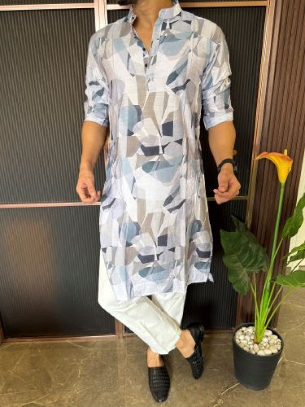 Light Weight Printed 6 Grey Kurta