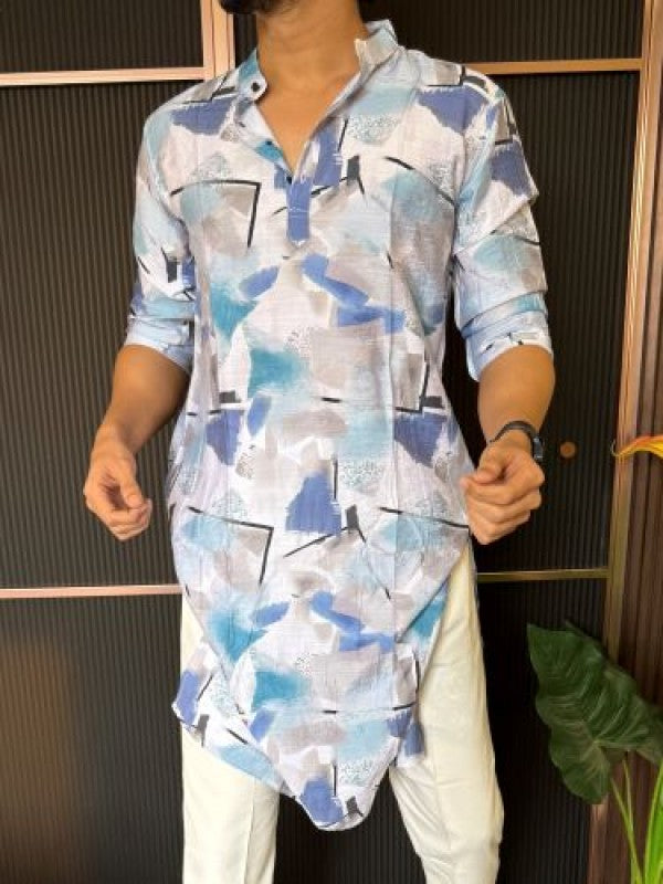 Light Weight Printed 6 Blue Kurta