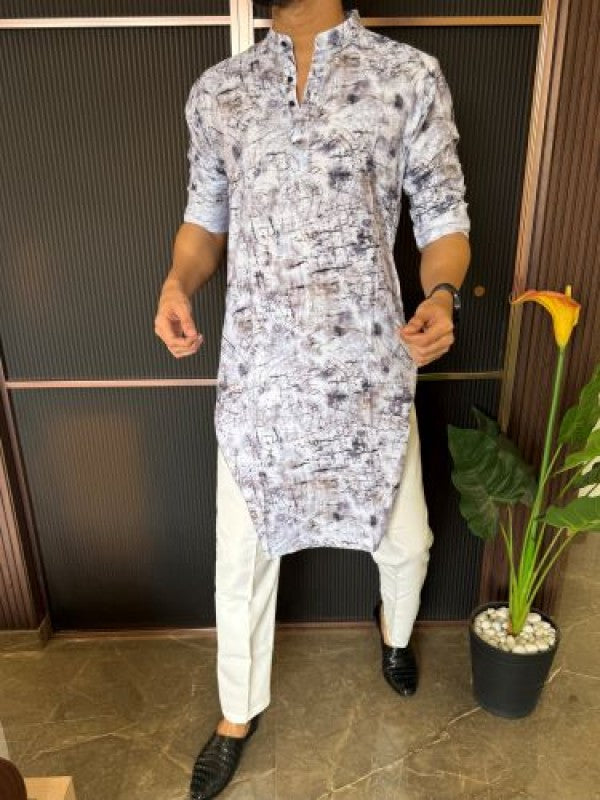 Light Weight Printed 7 Blue Kurta