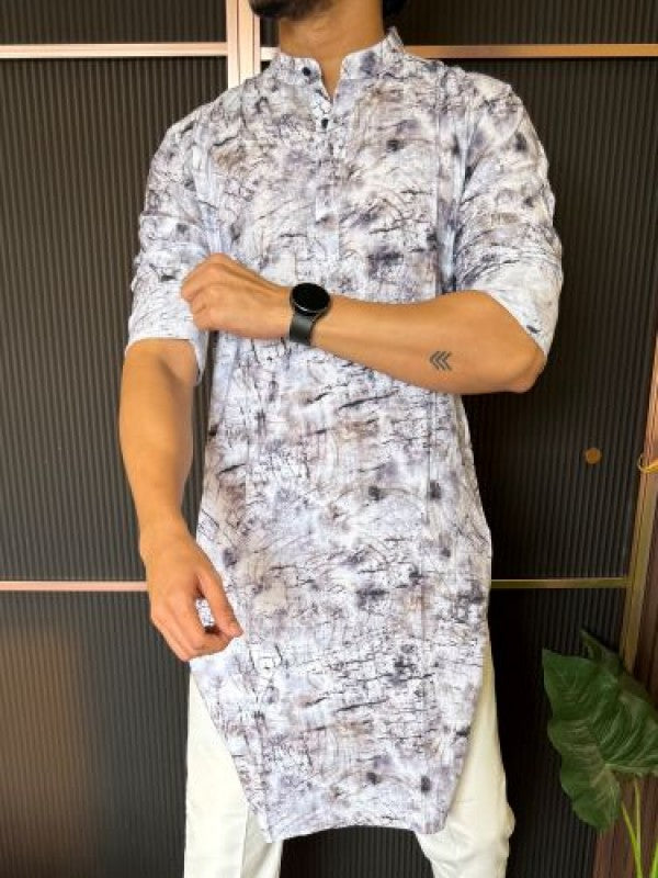 Light Weight Printed 7 Blue Kurta